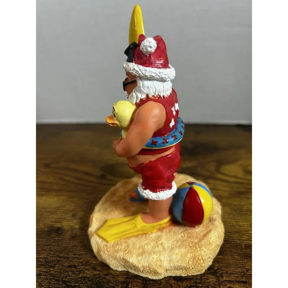 Hawaii Surfer Santa Claus Christmas Resin Figurine Snorkel Beach Decor 5.75”